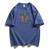 纯棉男士短袖t恤宽松落肩港风半袖情侣T男大码DT-NS25SKATE熊P20，男装T恤，星座1410（原1902A）