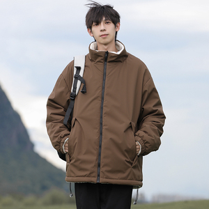 新款冬季双面穿羊羔绒棉衣情侣韩系oversize潮棉服外套MY2477P80图片