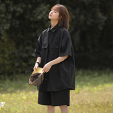 2026新套装男女同款夏季潮牌百搭休闲长城格短袖衬衫套装C70P75，男装衬衫，星座1410（原1902A）