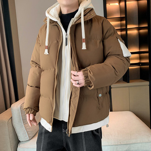 青少年保暖棉服男女棉衣冬装假两件加厚连帽情侣外套 MY28199P100图片