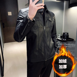 跨境外贸男士外套春秋皮衣夹克男装PU皮机车服皮衣PY901加绒P75，男装夹克，星座1410（原1902A）