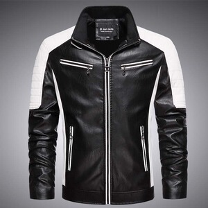 跨境外贸男皮夹克男士夹克pu赛车机车服加绒皮衣男外套 PY1981P70图片