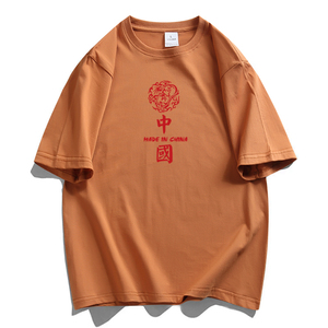 纯棉男士短袖t恤宽松落肩港风半袖情侣T男生体恤加大码 DT2744P18图片