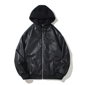 跨境外贸男士外套春秋皮衣飞行夹克男装PU皮机车服皮衣PY906-1P90图片