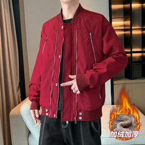 男士加绒防水夹克秋冬情侣多拉链棒球领机车服防水夹克 AJ220P60图片