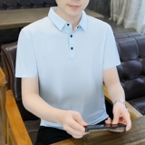 夏季新款男纯色翻领冰丝商务休闲薄款短袖polo衫男装PL2668P45，男装Polo衫，星座1410（原1902A）