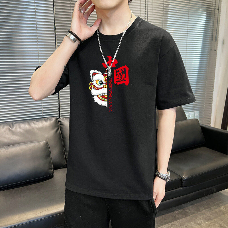 纯棉男士短袖t恤宽松落肩港风半袖情侣T男生体恤加大码DT2421P16,男装T恤,星座1410（原1902A）