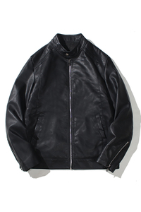 跨境外贸男士外套春秋款皮衣夹克男装PU皮机车服立领皮衣PY603P65图片