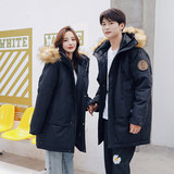 中长款大毛领羽绒服情侣连帽工装羽绒大衣大码保暖外套YR9810P140，男装羽绒服，星座1410（原1902A）