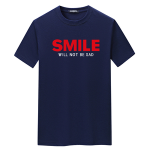 夏季短袖t恤潮流宽松CVC60%棉T恤新款男装DT3759-红SMILE-P15