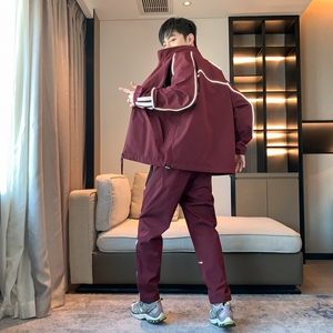 防水拼接套装美式运动套装男春秋机能冲锋衣女夹克外套 TZ563P105图片