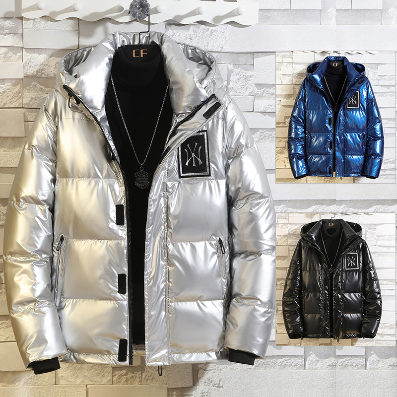 White duck down winter bright face trend stand collar British shopkeeper wind bright face winter style