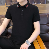 男POLO衫春夏秋翻领短袖新款潮男高档T恤纯色商务休闲PL6619P40，男装T恤，星座1410（原1902A）