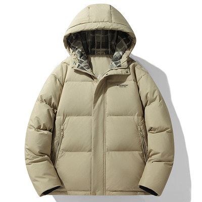 男女运动休闲白鸭绒保暖上衣冬季羽绒服男短款连帽外套YR1312P110