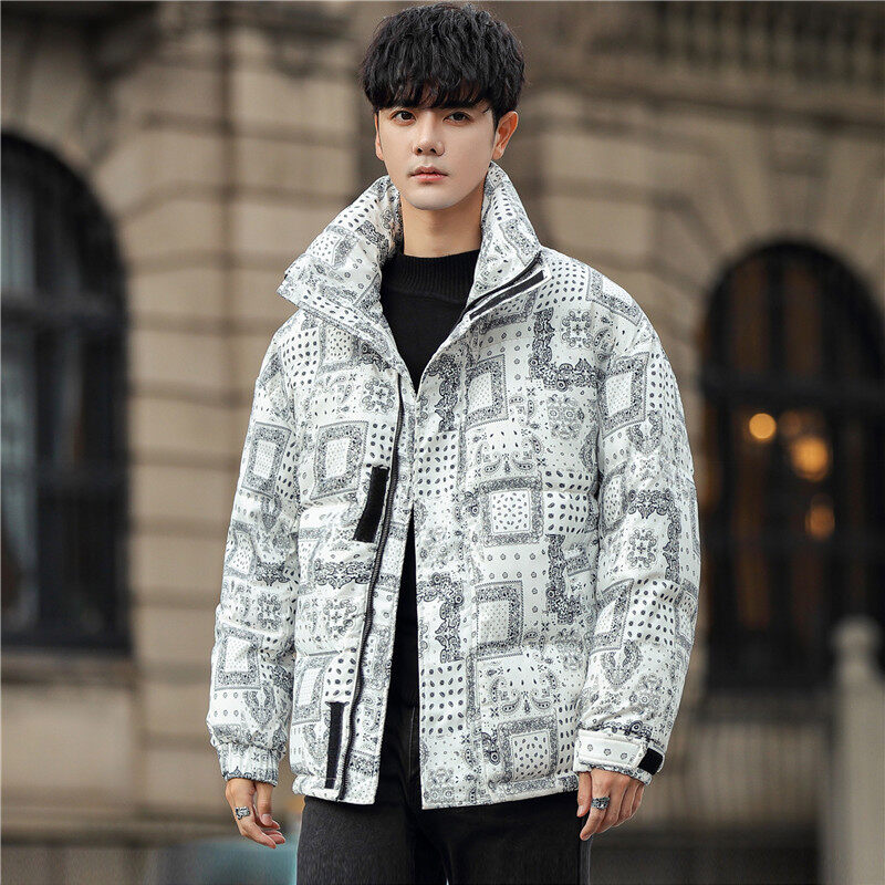 冬季新款印花图案加厚羽绒服男士外套痞休闲学生面包服YR089P120，男装羽绒服，星座1902A（原星座1216）