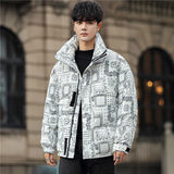 冬季新款印花图案加厚羽绒服男士外套痞休闲学生面包服YR089P120，男装羽绒服，星座1902A（原星座1216）