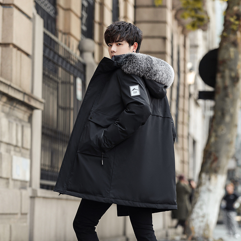 冬季男士加厚中长款羽绒服连帽白鸭绒大毛领外套男装潮YR9863，男装羽绒服，星座1902A（原星座1216）