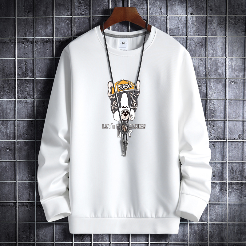 Men's round neck Korean hip hop sports coat ins Hong Kong style casual top hat dog