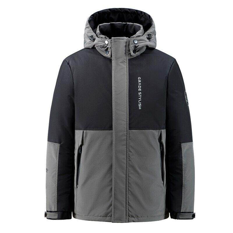 冬季新羽绒服男短款撞色连帽外套户外工装情侣防寒上衣YR9869P80，男装羽绒服，星座1410（原1902A）