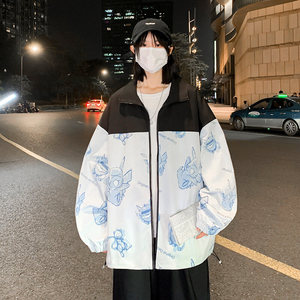 春秋新款拼接撞色卡通皮卡夹克男潮流港风百搭外套上衣 JK2203P70图片