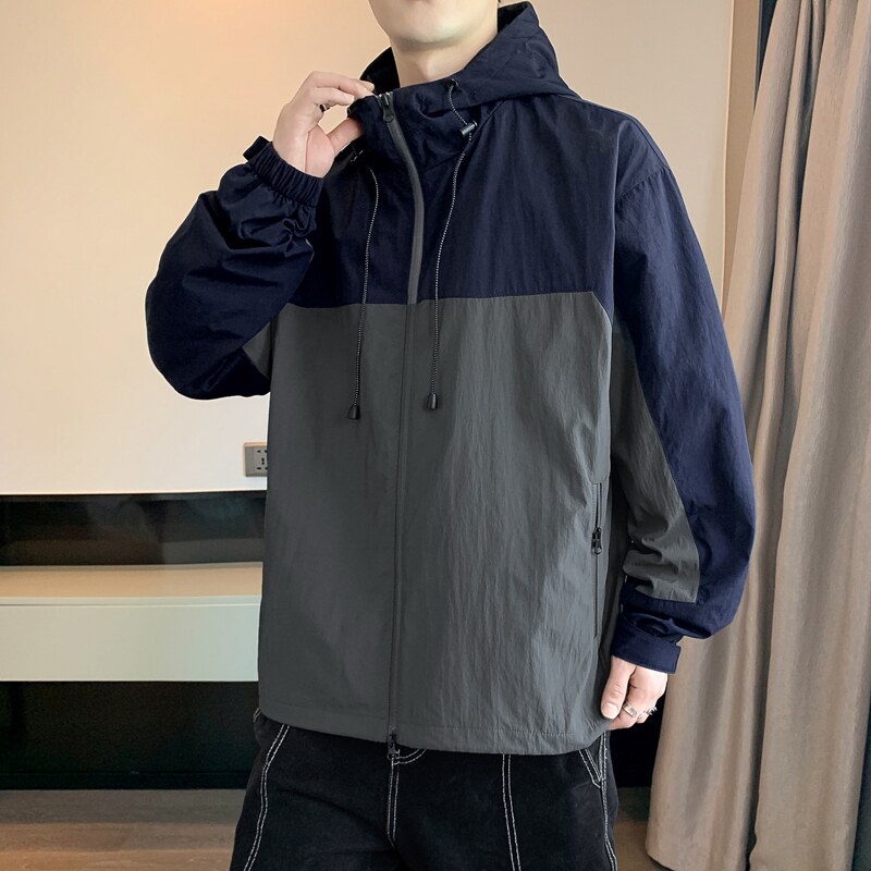 连帽夹克男士潮牌情侣外套女装锦纶拼色户外冲锋衣夹克外套J95P50,男装夹克,星座1410（原1902A）