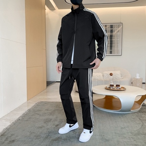 美式三条杠运动套装工装夹克立领条纹运动夹克外套男潮TZ569P100,运动服怎么搭配最洋气图片