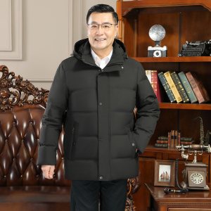 中老年羽绒服男短款连帽外套冬季保暖上衣白鸭绒爸爸装YR6808P120,男装羽绒服,星座1410（原1902A）