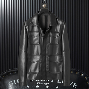 跨境外贸男士外套春秋皮衣飞行夹克男装PU皮机车服皮衣PY6602P105图片