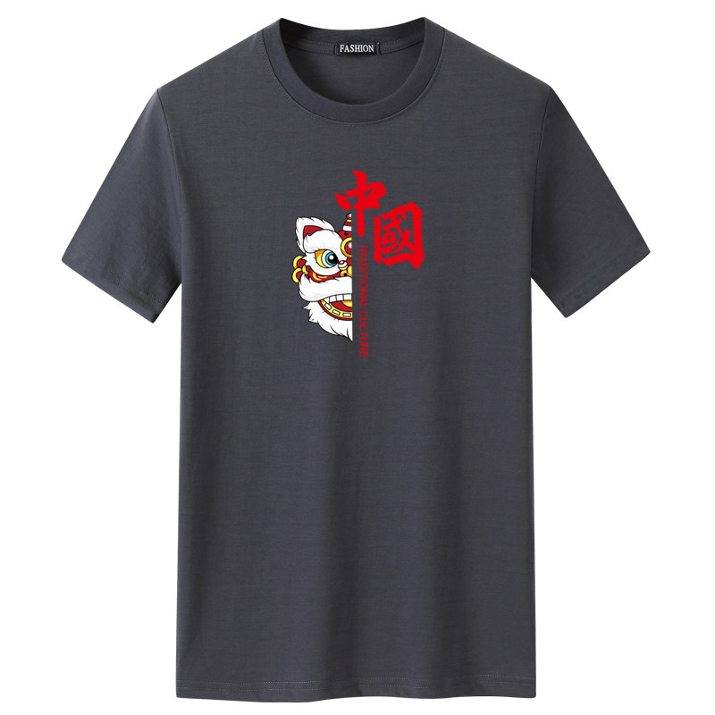 夏季男短袖t恤青春宽松CVC60%棉衣服新款男装DT3421-中国醒狮-P15,男装T恤,星座1410（原1902A）