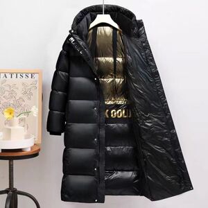 682跨境长款二开3580白鸭绒3128外套冬黑金羽绒服男女 YR9834P110图片