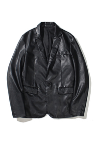 跨境外贸男士外套春秋款皮衣夹克男装PU皮机车服连帽皮衣PY611P68图片