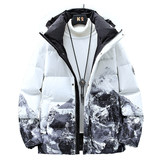 羽绒服男潮短款2024年爆加厚渐变色雪山冬季情侣款连帽YR1641P120，男装羽绒服，星座1410（原1902A）