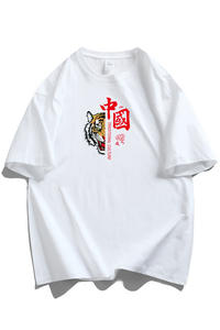 纯棉男士短袖t恤宽松落肩港风半袖情侣T男生体恤加大码 DT2007P18图片