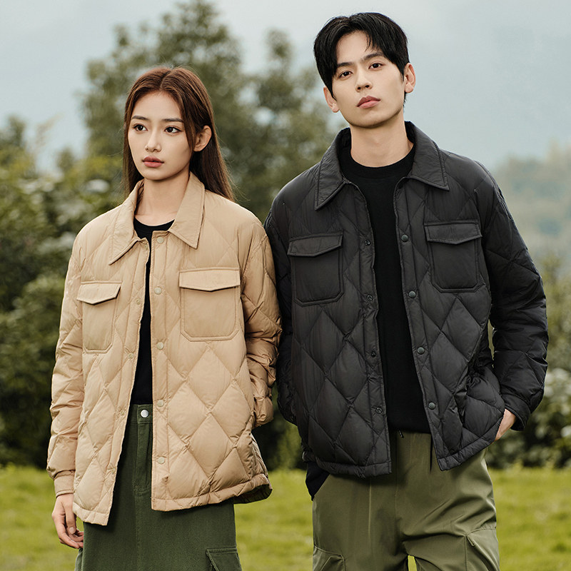 2024羽绒服男女同款宽短款翻领情侣上衣外套90%白鸭绒YR2310P160,男装羽绒服,星座1410（原1902A）