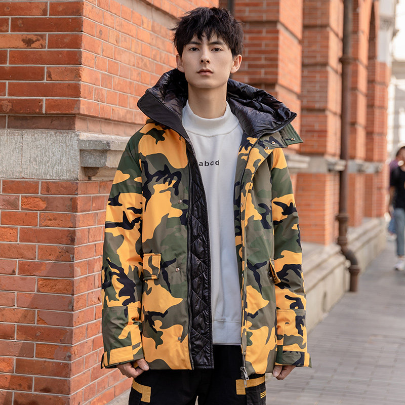 迷彩羽绒服男女外套2021新款短款情侣加厚白鸭绒冬装YR8211-P200,男装羽绒服,星座1410（原1902A）