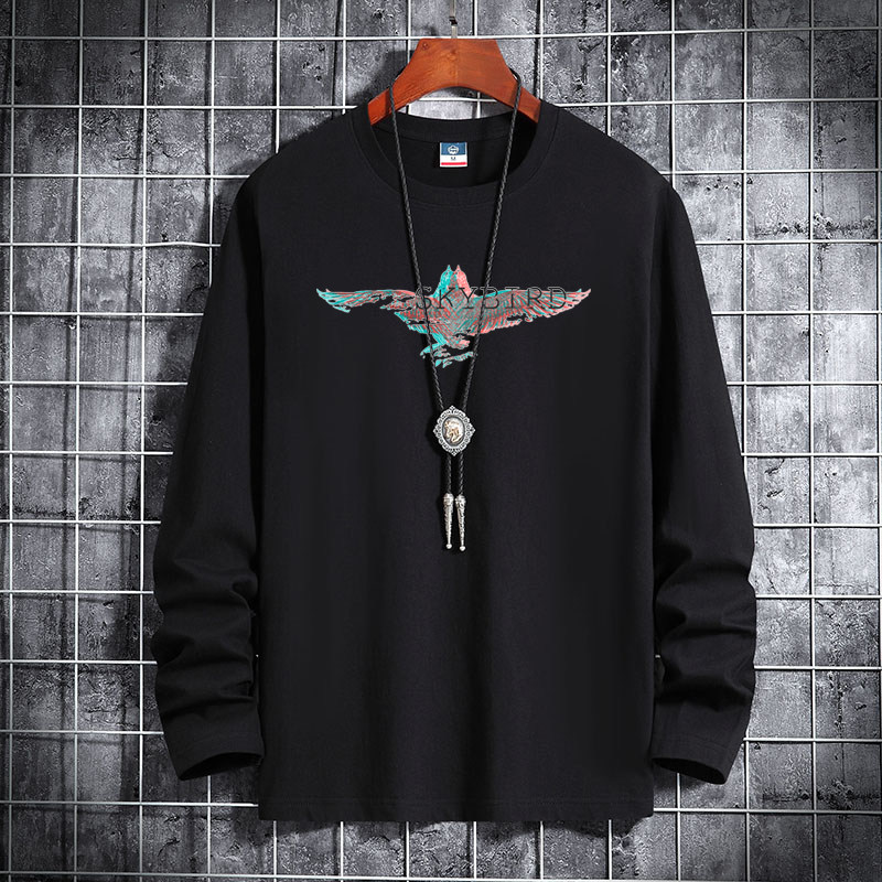 款韩版潮流男士纯棉圆领长袖T恤男大码码号标CT6897-SKY鸟-P18,男装T恤,星座1410（原1902A）