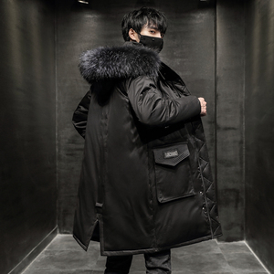 冬季外套男潮流加厚中长款大毛领户外青年男士羽绒服 YR896-P120图片
