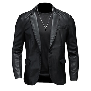 跨境外贸男士外套春秋款皮衣夹克男装PU皮机车服连帽皮衣PY611P68图片