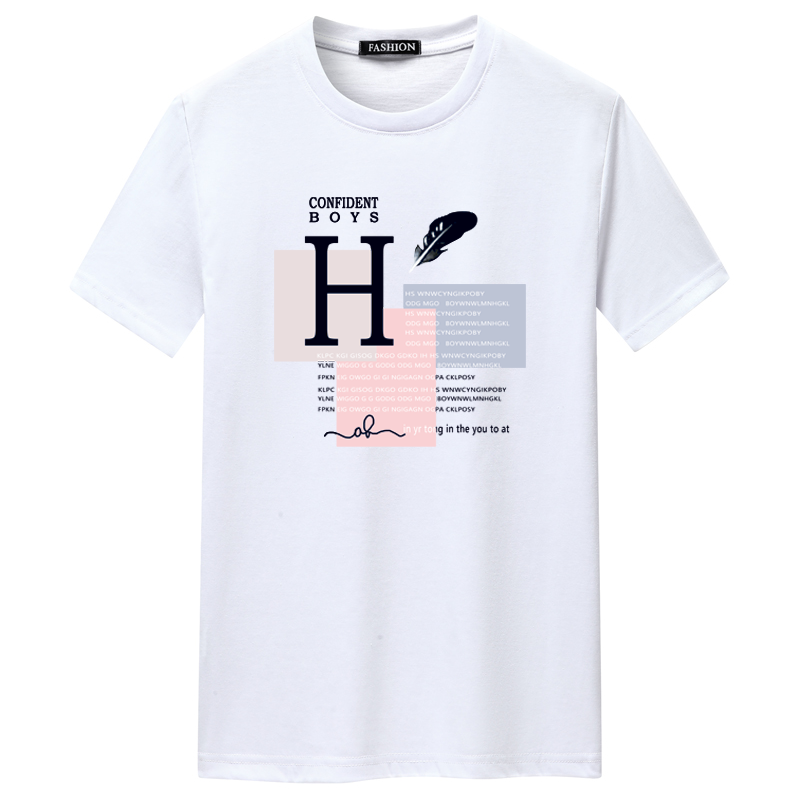 夏季男士短袖t恤潮CVC60%棉宽松衣服新款男装DT3083-H羽毛-P15,男装T恤,星座1410（原1902A）