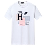 夏季男士短袖t恤潮CVC60%棉宽松衣服新款男装DT3083-H羽毛-P15，男装T恤，星座1410（原1902A）