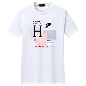 夏季男士短袖t恤潮CVC60%棉宽松衣服新款男装DT3083-H羽毛-P15图片