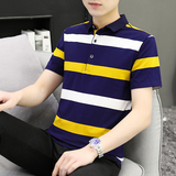 夏季新款男士短袖T恤条纹全棉薄款商务翻领男装polo衫PL8813P35，男装Polo衫，星座1410（原1902A）