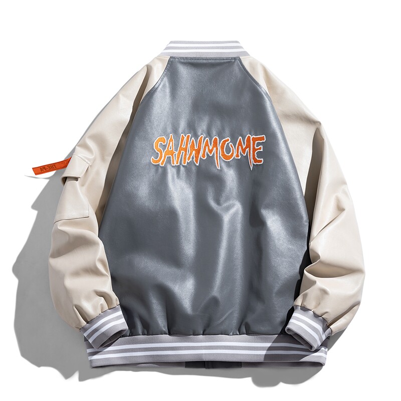 PU皮衣宽松休闲潮酷男女欧美嘻哈棒球服情侣款外套皮夹克JK283P50,男装夹克,星座1410（原1902A）