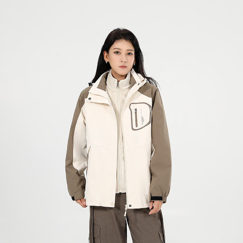 秋冬男女款夹克户外三合一冲锋衣可拆卸两件套登山服CF1898S P100图片