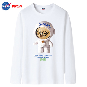 2022NASA新款韩版春秋男士纯棉圆领长袖T恤大码码号标CT6NS47-P18图片