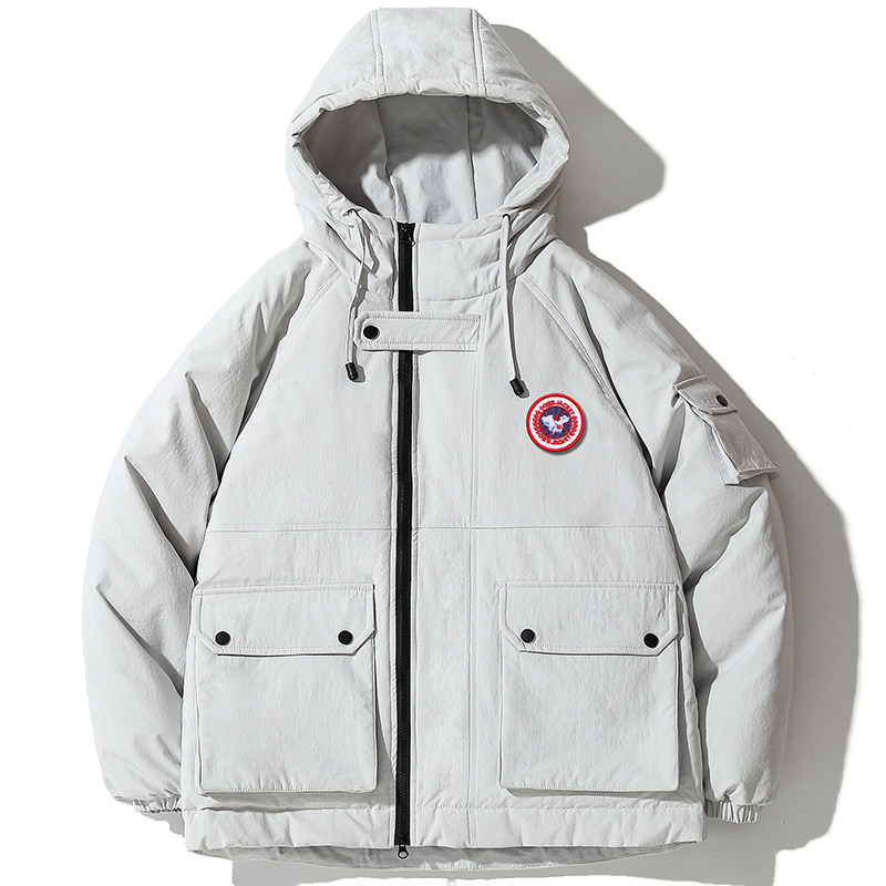 White duck down thickened hooded down jacket men's short youth warm leisure coat