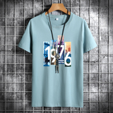 夏季男士短袖t恤潮流潮牌宽松纯棉衣服2021新款DT4002-1976-P15，男装T恤，星座1410（原1902A）