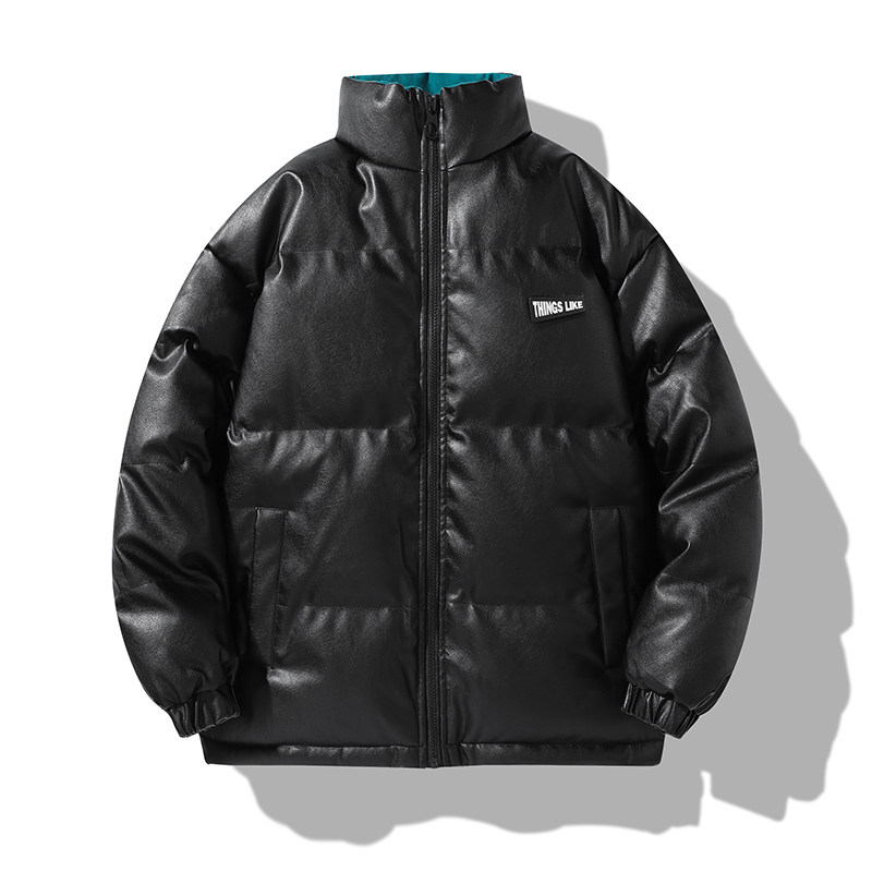 美式立领面包服PU皮棉衣外套情侣潮牌冬季保暖宽松棉服MY2283P75,男装棉衣,星座1410（原1902A）