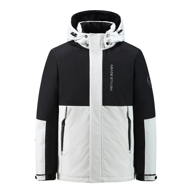 冬季新羽绒服男短款撞色连帽外套户外工装情侣防寒上衣YR9869P80，男装羽绒服，星座1902A（原星座1216）