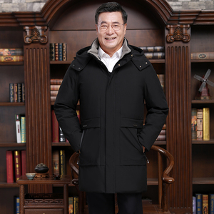 2021冬季男士中老年新款羽绒服中长款加厚毛领连帽外套YR图片